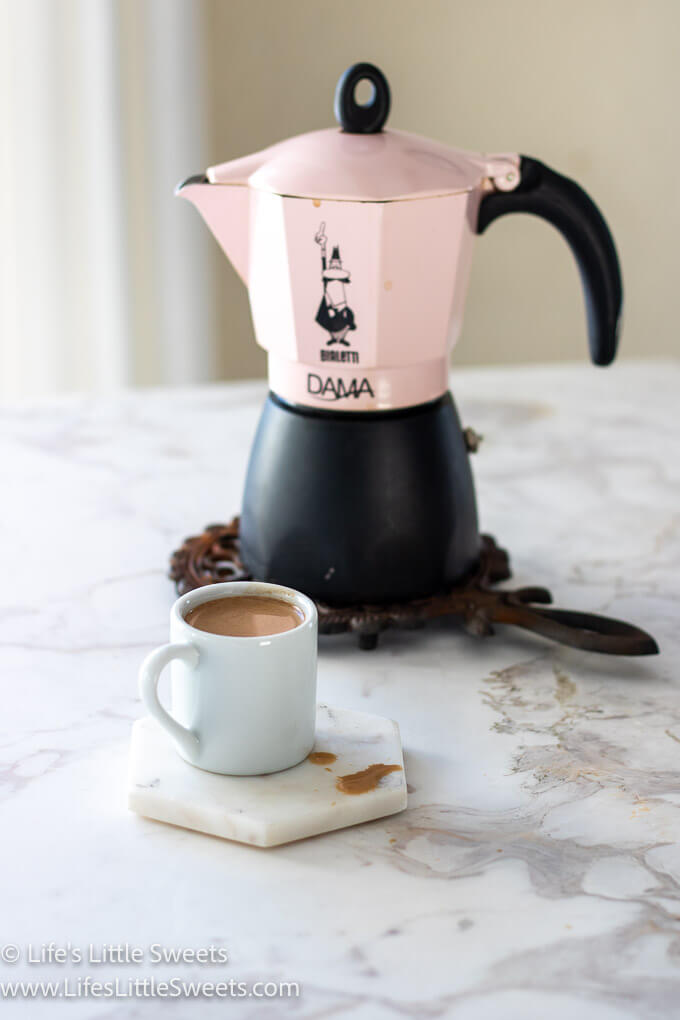 espresso in a espresso mug with a stovetop espresso maker
