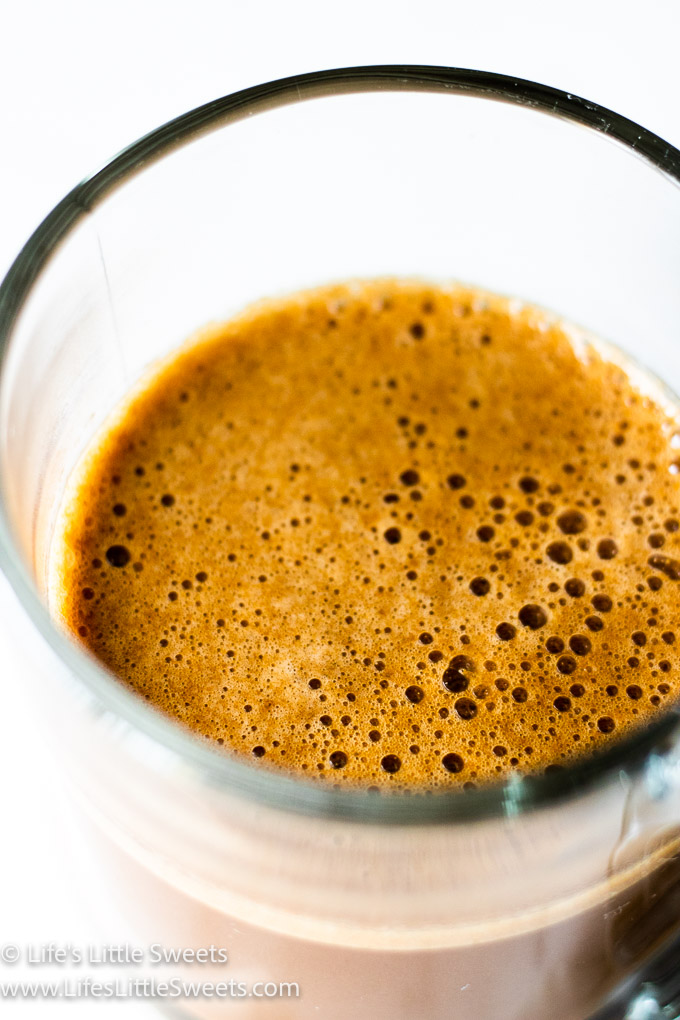 Mocha Collagen Protein Drink Recipe close up with bubbles