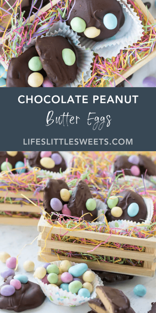 Chocolate Peanut Butter Eggs with text overlay
