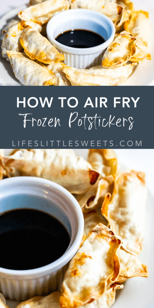 how to airfry frozen potstickers with text overlay