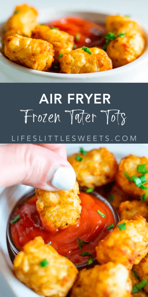 air fryer tater tots with text overlay