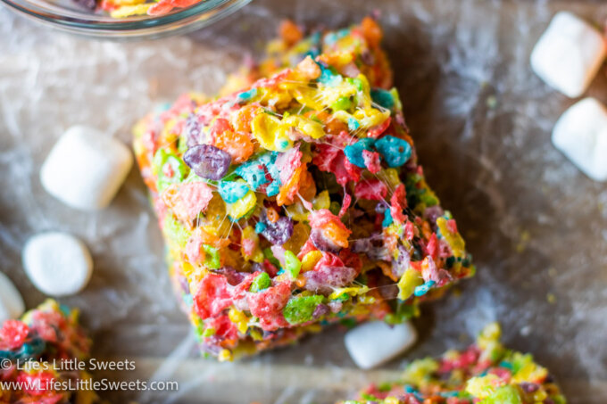 overhead view of 1 Fruity Pebbles Treat
