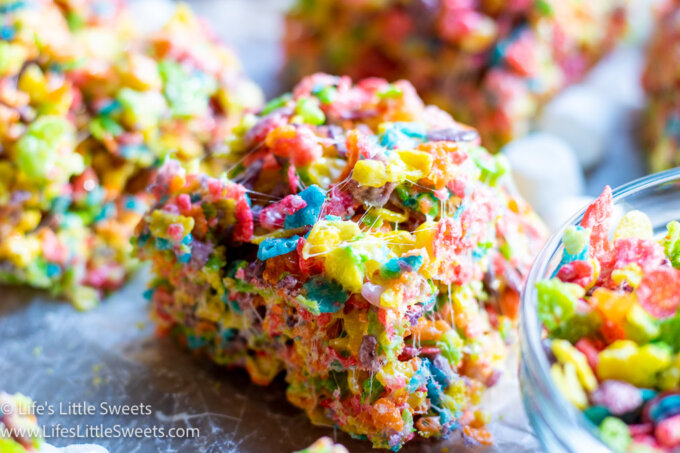 colorful rice cereal treats close up