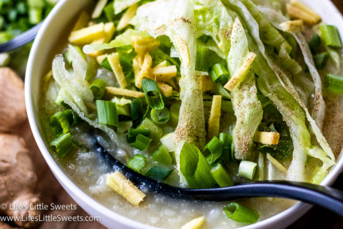 fresh ingredients over congee soup