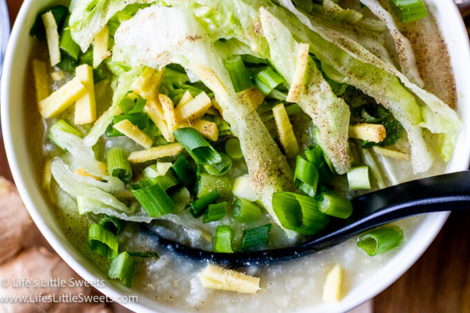 horizontal congee with fresh toppings