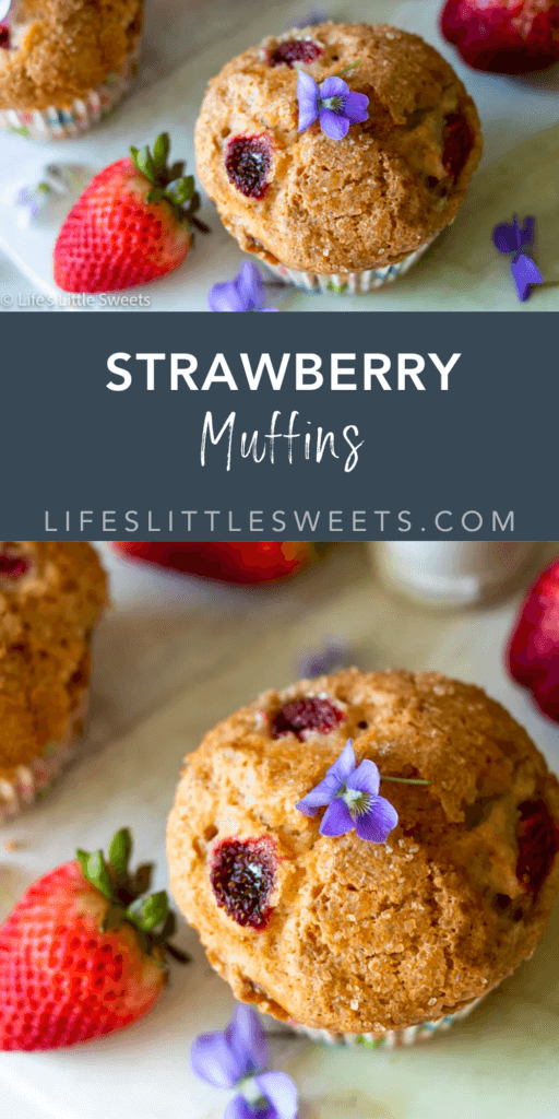 strawberry muffins with text overlay
