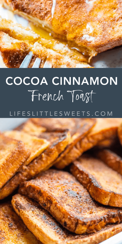 cocoa cinnamon french toast with text overlay