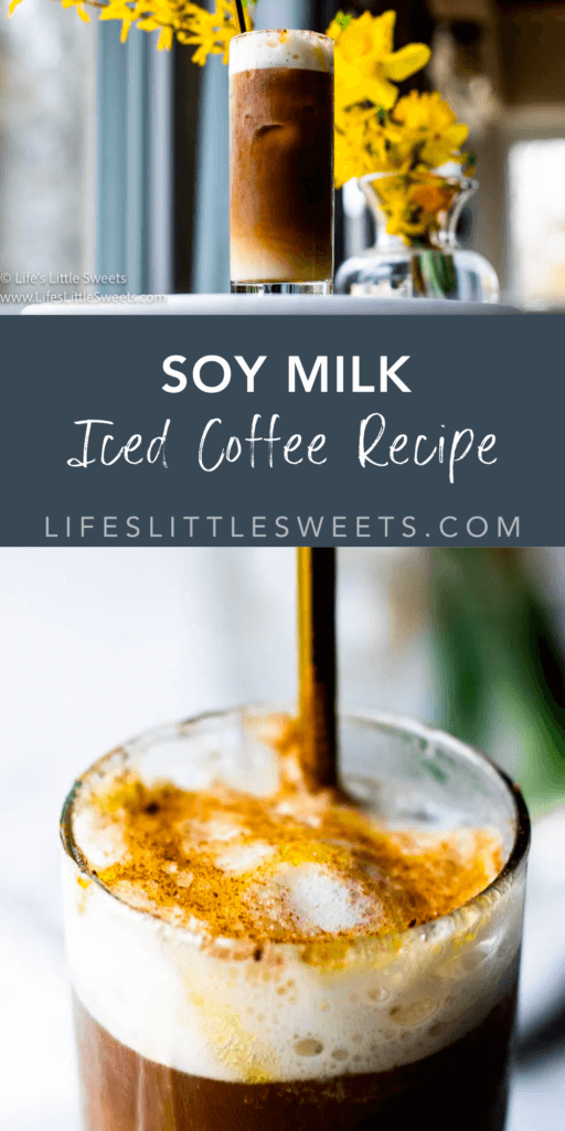 soy milk iced coffee with text overlay