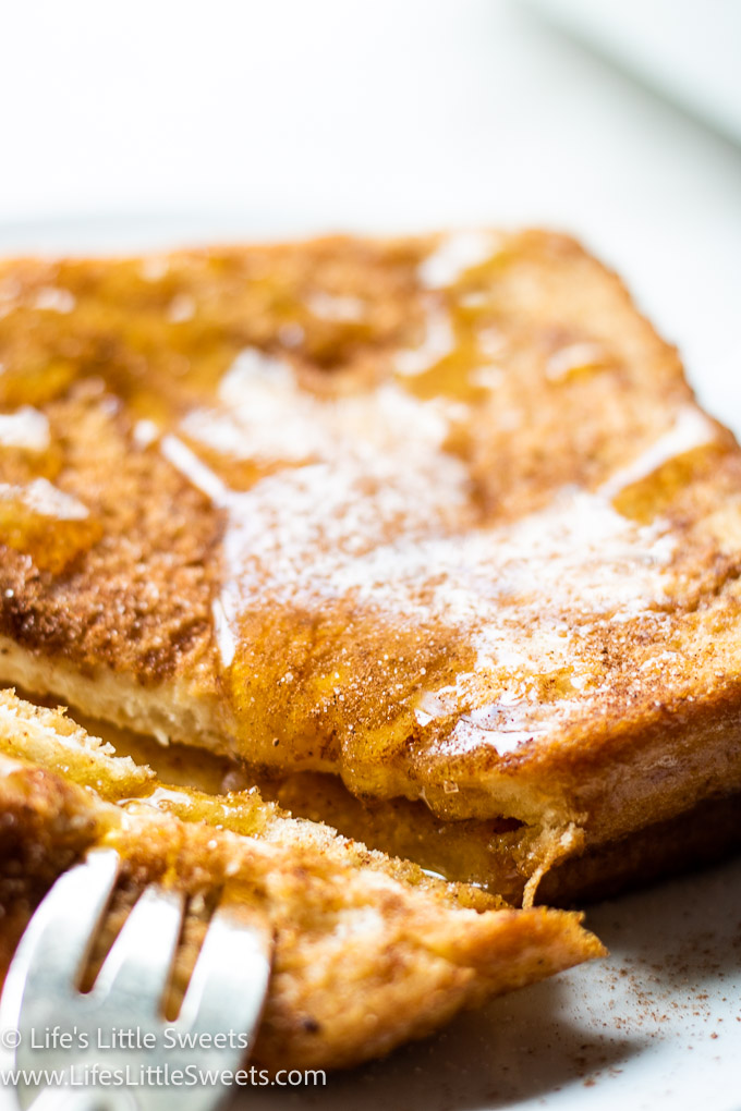 French toast close up cut in half