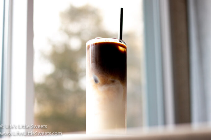 Iced Almond Milk Latte drink in a clear glass