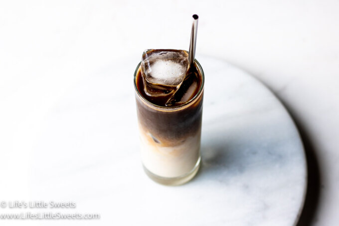 horizontal view of Iced Almond Milk Latte