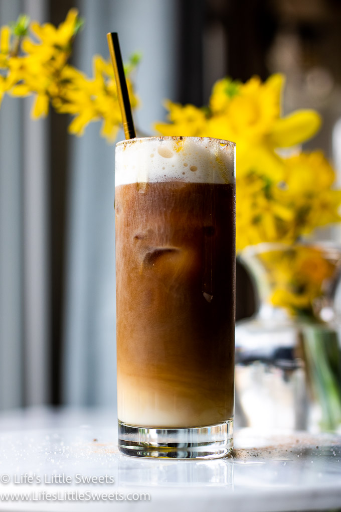 Soy Milk Iced Coffee Recipe with a gold straw