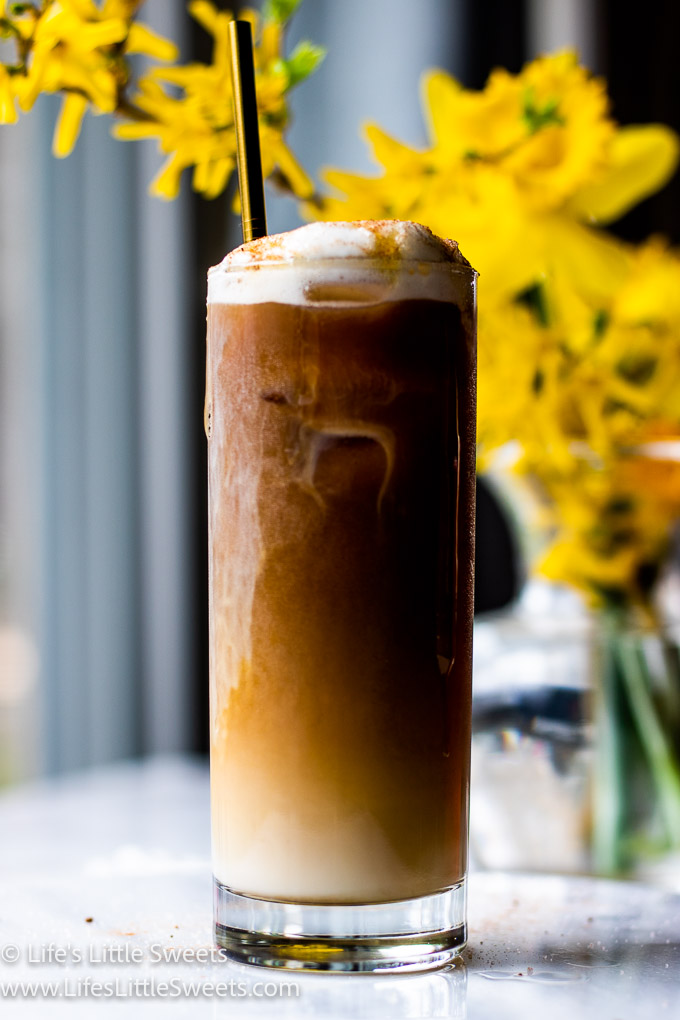 Soy Milk Iced Coffee Recipe with spring flowers