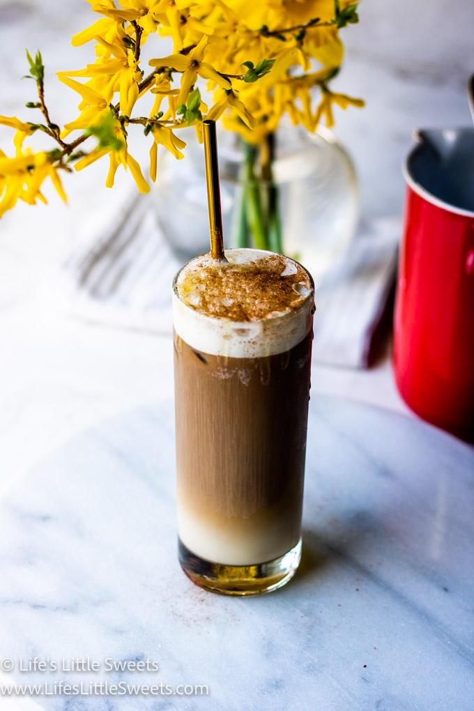 Soy Milk Iced Coffee Recipe with yellow flowers