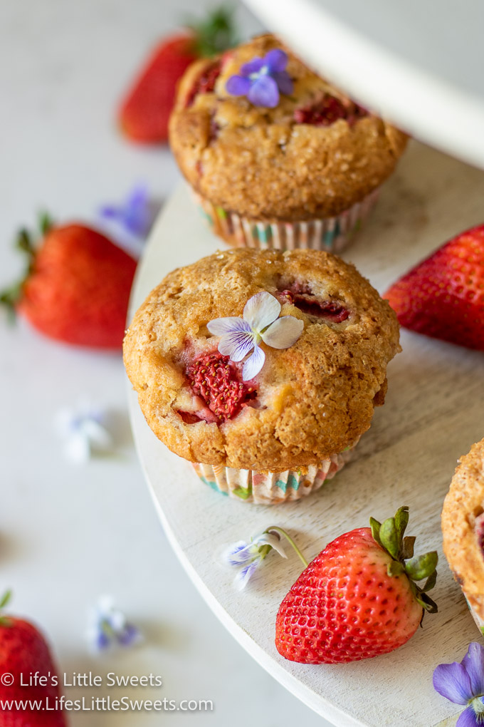 Strawberry Muffins with edible violets