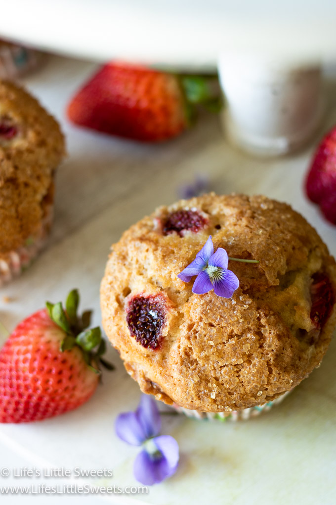 Strawberry Muffins with edible violets 