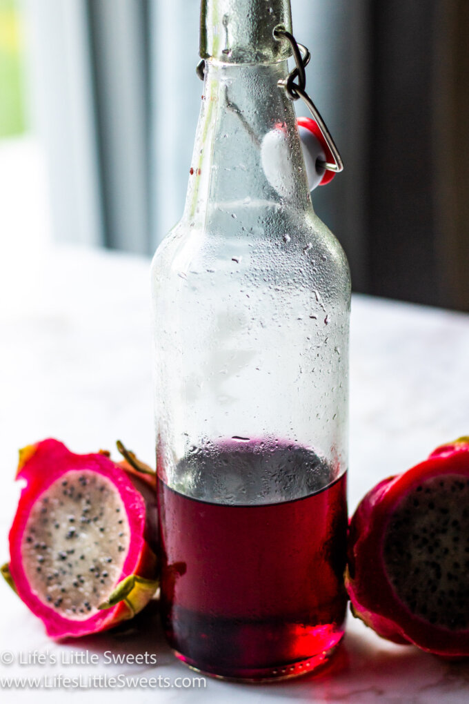 Dragon Fruit Simple Syrup with fresh dragon fruit