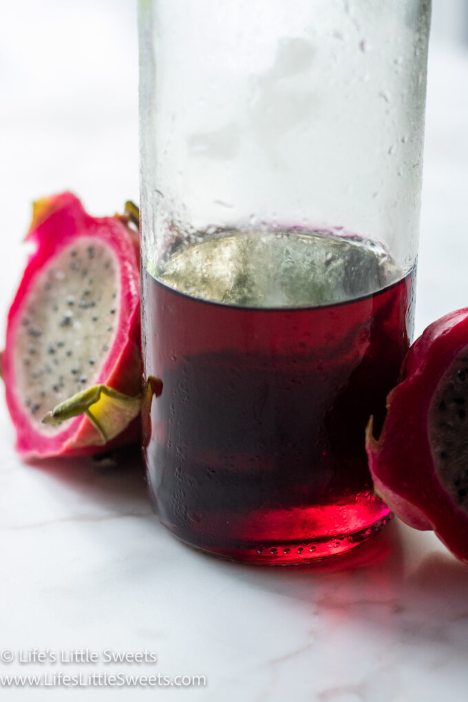 Dragon Fruit Simple Syrup with fresh dragon fruit
