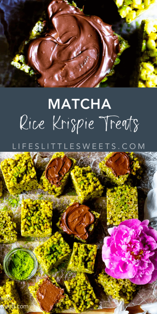 matcha rice krispie treats with text overlay