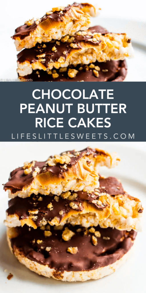 Chocolate Peanut Butter Rice Cakes with text overlay