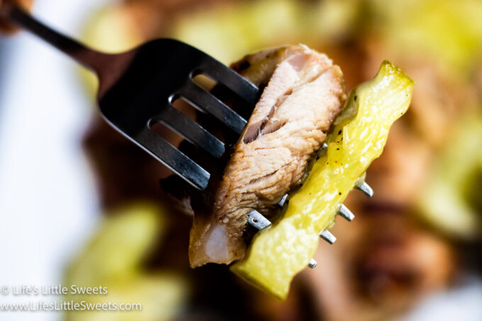 Dill Pickle Grilled Chicken on a fork