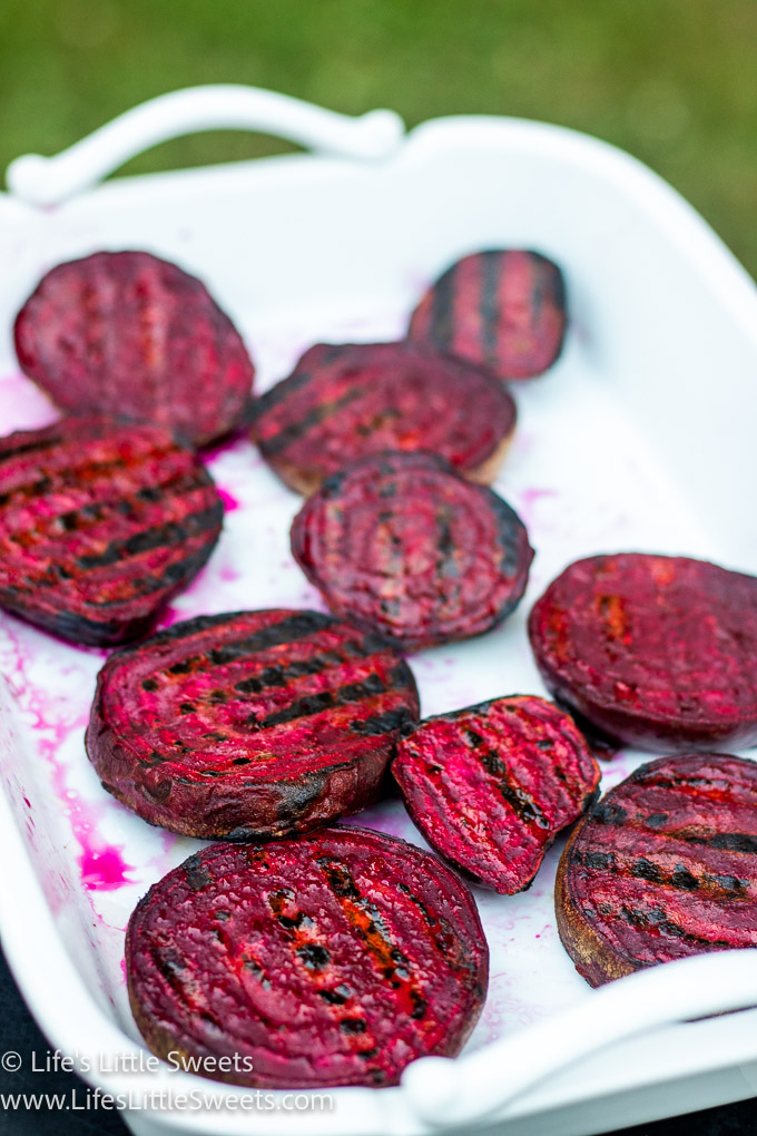 Grilled Beets in a white dish