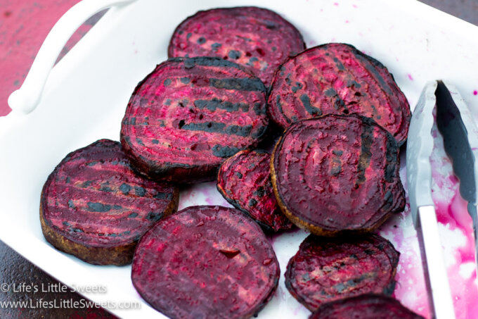 Grilled Beets with tongs