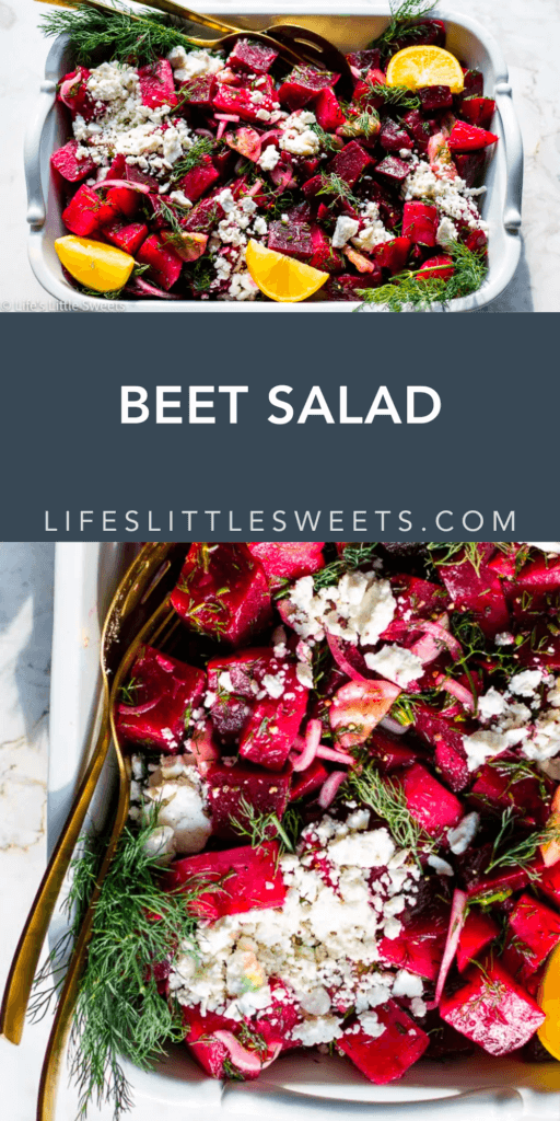 beet salad with text overlay