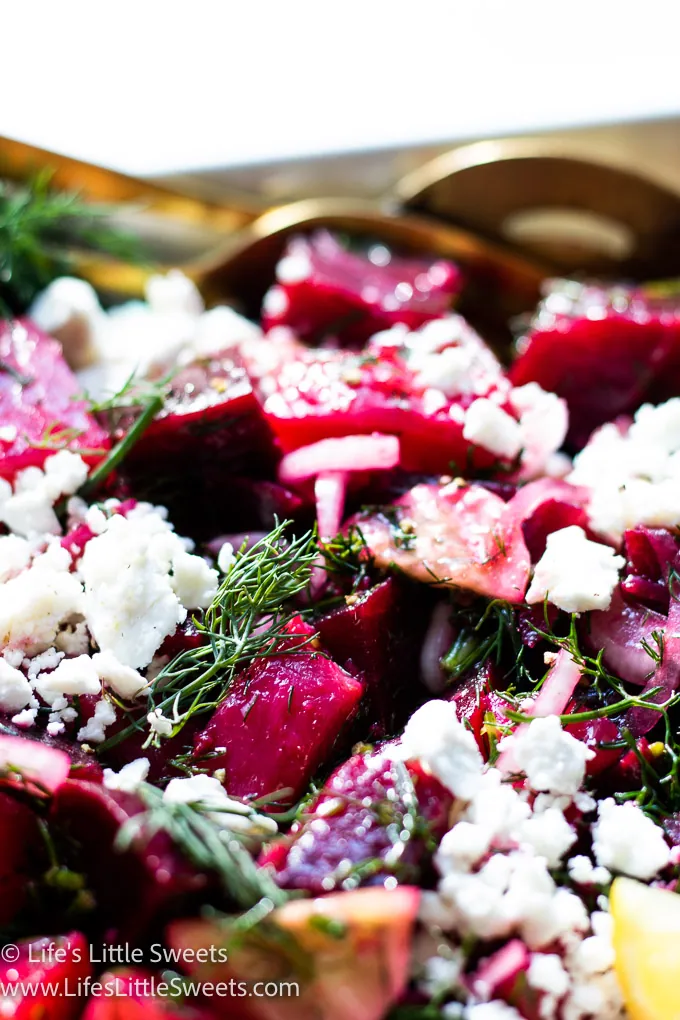 a close up of cold beet salad