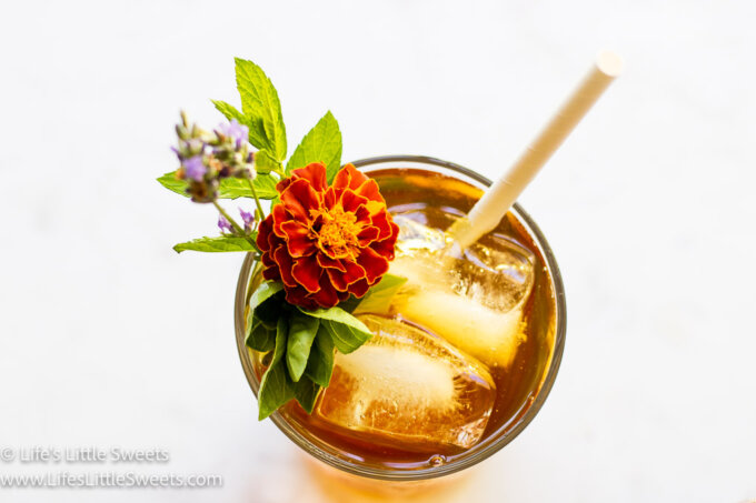 iced tea with edible flowers