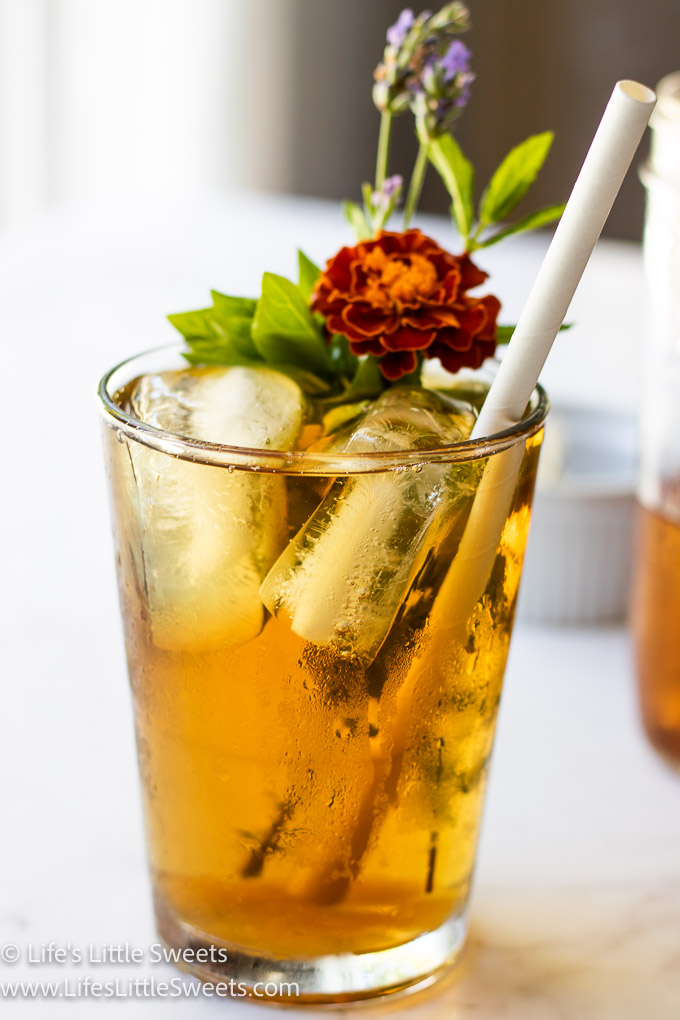 iced tea with herbs and flowers