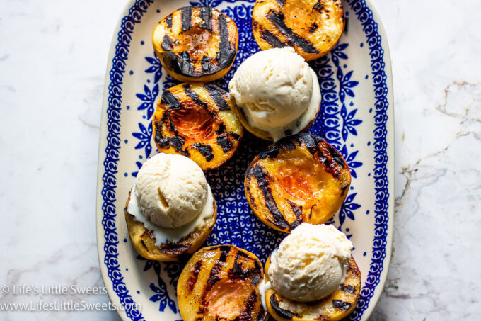 ice cream with grilled peaches