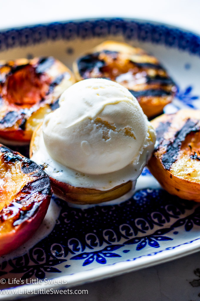 ice cream and grilled peaches