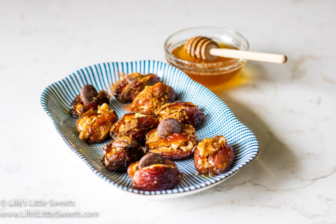 dates on a blue striped plate