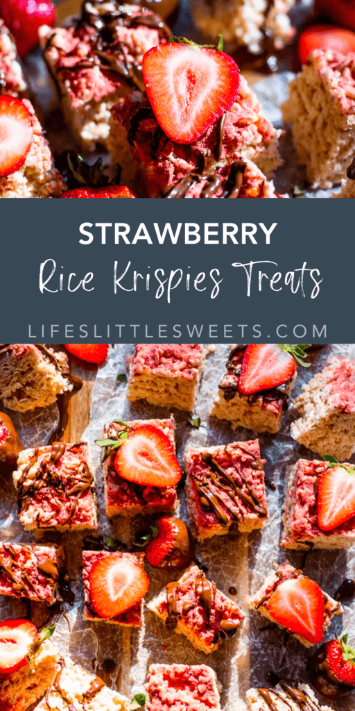 srawberry rice krispie treats with text overlay