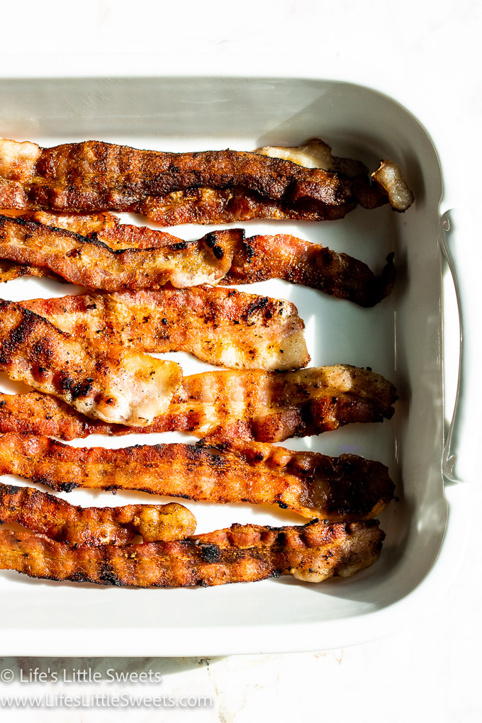 grilled bacon on a white platter