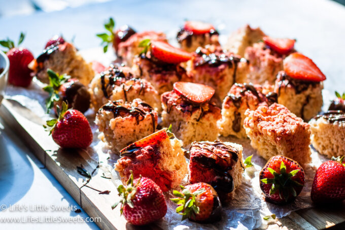 strawberry cereal treats on a sunny table