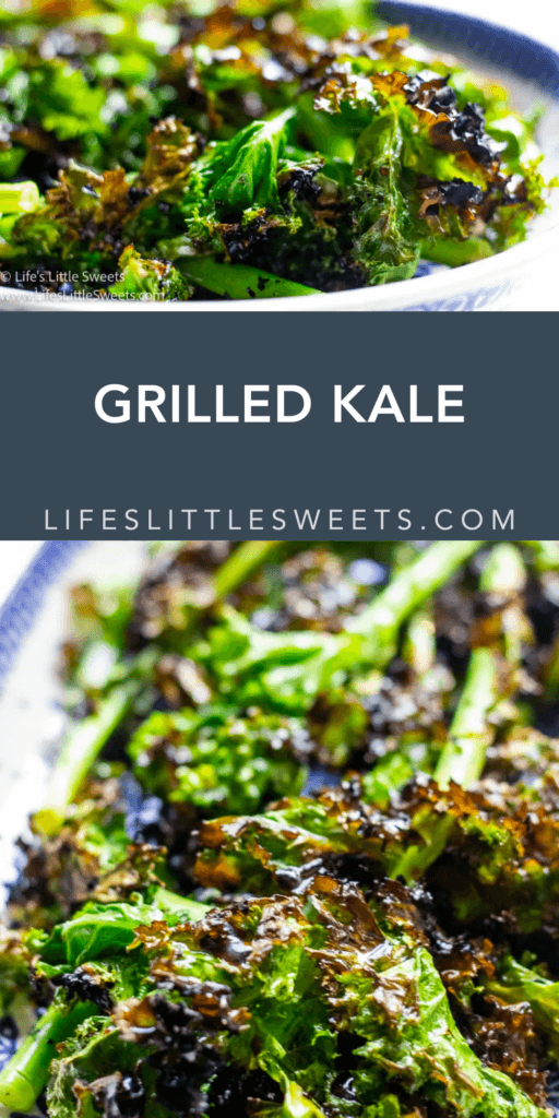 grilled kale with text overlay