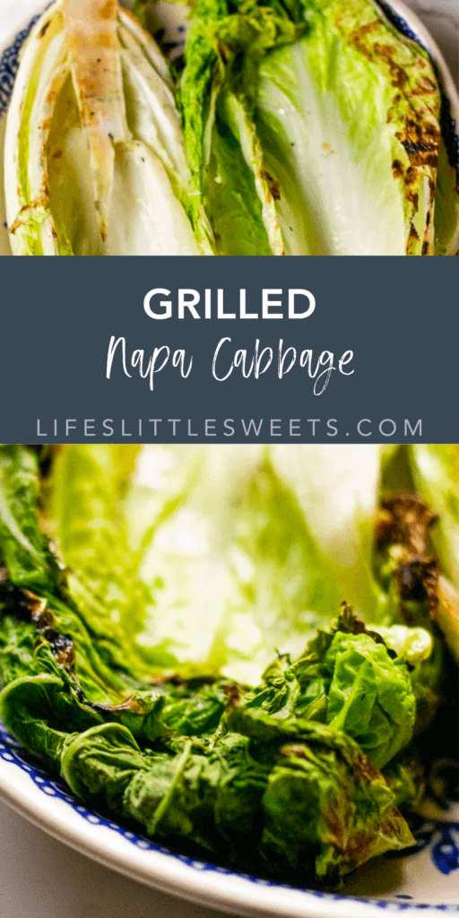 grilled napa cabbage with text overlay