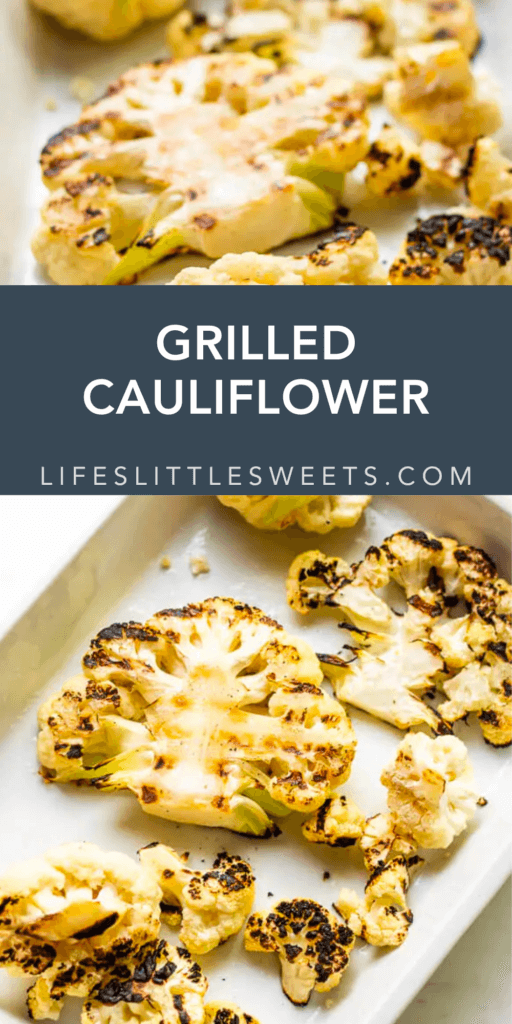 grilled cauliflower with text overlay