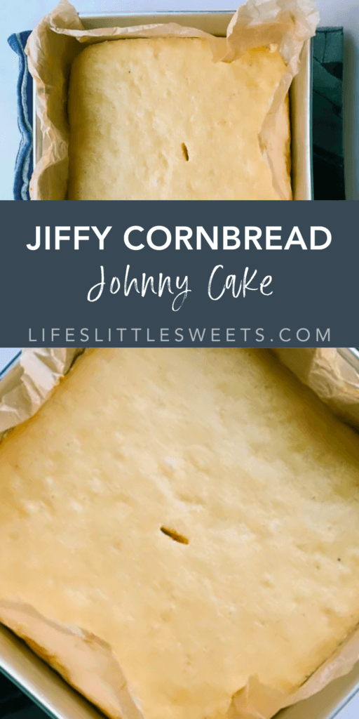 jiffy cornbread johnny cake with text overlay