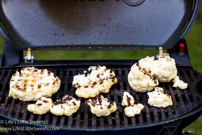 cauliflower steaks on a camping grill