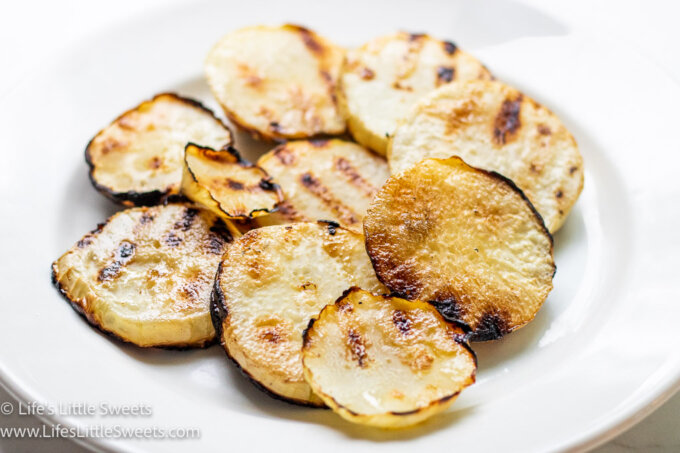 a white, German turnip with grill marks