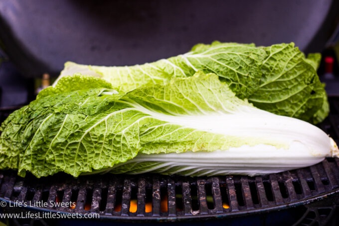 cabbage slices on the grill