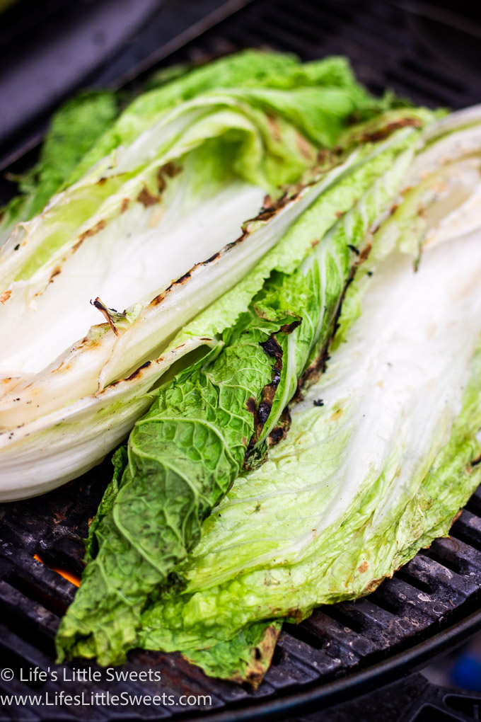 close up of green cabbage on the grill