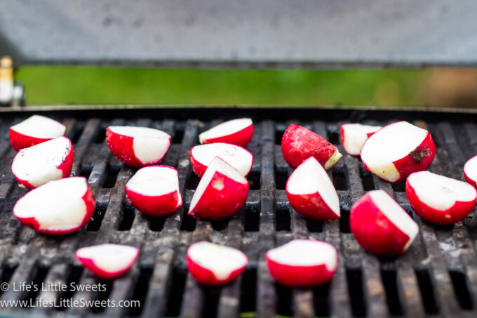 fresh radishes on a grill
