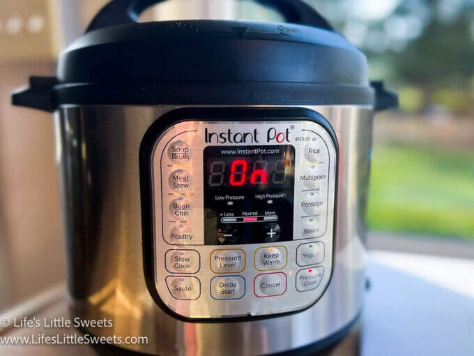 An Instant Pot that is turned on