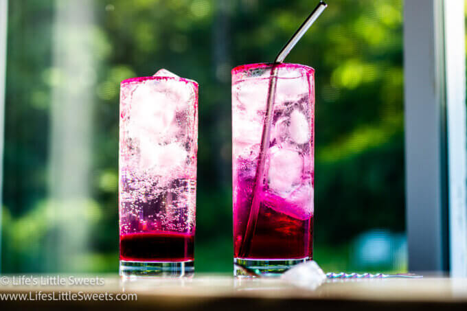 3 pink icy cold drinks with ice