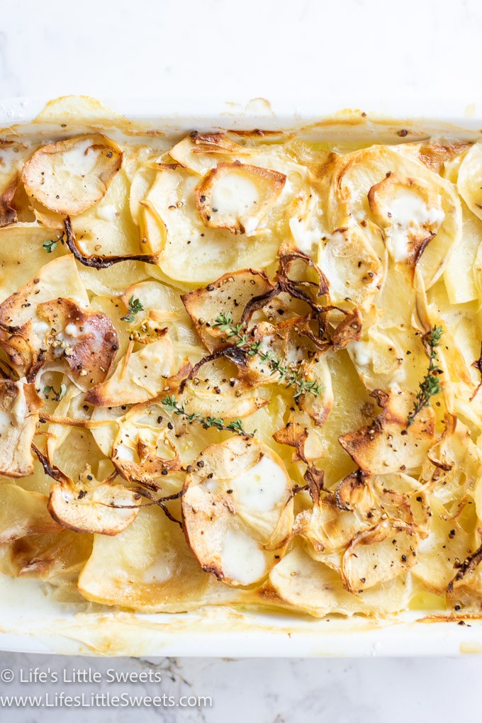 overhead view of Scalloped Potatoes recipe