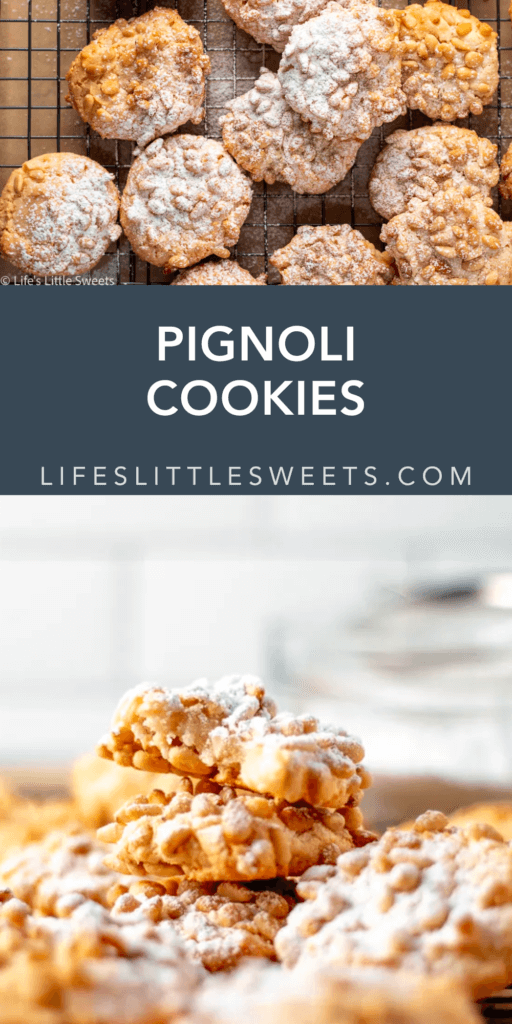 pignoli cookies with text overlay